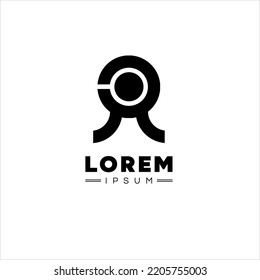 R and C letter logo design template with abstract geometric style