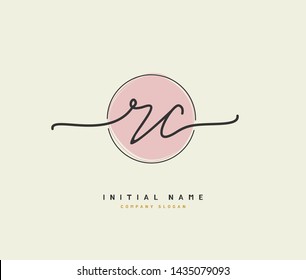 R C RC Beauty vector initial logo, handwriting logo of initial signature, wedding, fashion, jewerly, boutique, floral and botanical with creative template for any company or business.