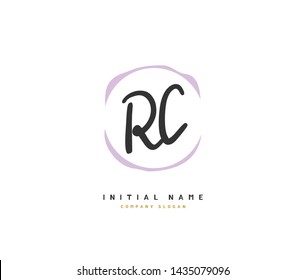 R C RC Beauty vector initial logo, handwriting logo of initial signature, wedding, fashion, jewerly, boutique, floral and botanical with creative template for any company or business.