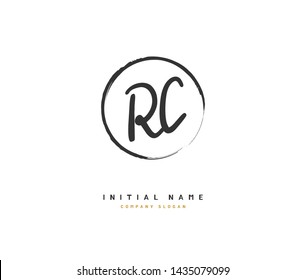 R C RC Beauty vector initial logo, handwriting logo of initial signature, wedding, fashion, jewerly, boutique, floral and botanical with creative template for any company or business.