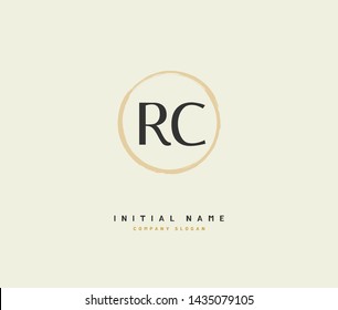R C RC Beauty vector initial logo, handwriting logo of initial signature, wedding, fashion, jewerly, boutique, floral and botanical with creative template for any company or business.