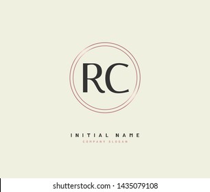 R C RC Beauty vector initial logo, handwriting logo of initial signature, wedding, fashion, jewerly, boutique, floral and botanical with creative template for any company or business.
