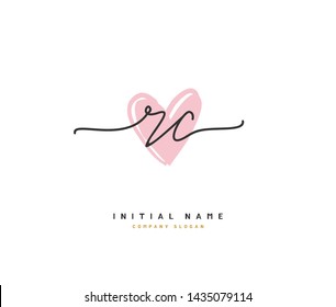 R C RC Beauty vector initial logo, handwriting logo of initial signature, wedding, fashion, jewerly, boutique, floral and botanical with creative template for any company or business.