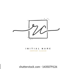 R C RC Beauty vector initial logo, handwriting logo of initial signature, wedding, fashion, jewerly, boutique, floral and botanical with creative template for any company or business.