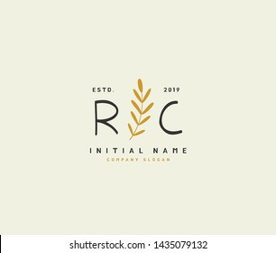 R C RC Beauty vector initial logo, handwriting logo of initial signature, wedding, fashion, jewerly, boutique, floral and botanical with creative template for any company or business.