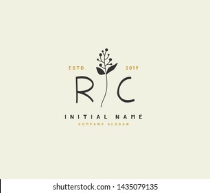 R C RC Beauty vector initial logo, handwriting logo of initial signature, wedding, fashion, jewerly, boutique, floral and botanical with creative template for any company or business.