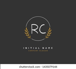 R C RC Beauty vector initial logo, handwriting logo of initial signature, wedding, fashion, jewerly, boutique, floral and botanical with creative template for any company or business.