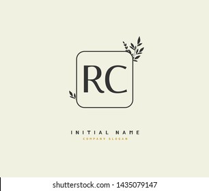 R C RC Beauty vector initial logo, handwriting logo of initial signature, wedding, fashion, jewerly, boutique, floral and botanical with creative template for any company or business.