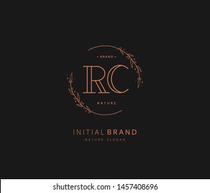 R C RC Beauty vector initial logo, handwriting logo of initial signature, wedding, fashion, jewerly, boutique, floral and botanical with creative template for any company or business.