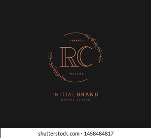R C RC Beauty vector initial logo, handwriting logo of initial signature, wedding, fashion, jewerly, boutique, floral and botanical with creative template for any company or business.