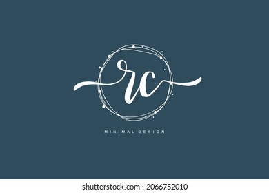 R C RC logo, Initial lettering handwriting or handwritten for identity. Logo with signature and hand drawn style.
