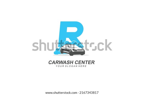 R Car wash logo design inspiration. Vector letter
template design for brand.