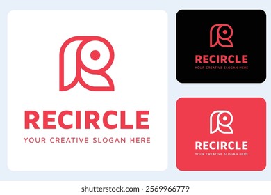 R circle Letter Logo Design Template