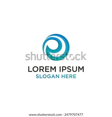 R Circle logo design template illustration with 3d gradient color