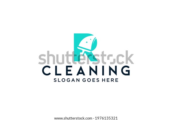 R for cleaning clean service\
Maintenance for car detailing, homes logo icon vector\
template.