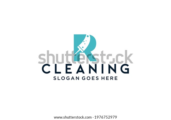 R for cleaning clean service\
Maintenance for car detailing, homes logo icon vector\
template.