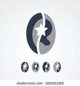 R Coffee Star logo vector design illustration