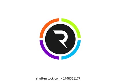 R colored alphabet letter logo icon design for business and company