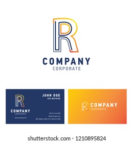 R company logo design with visiting card vector
