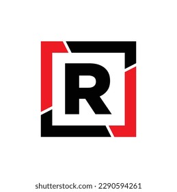 R company name monogram. R frame letter icon.