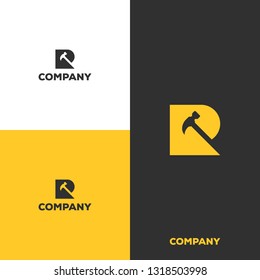 R construction logo good for your business like construction, renovation house, building and etc
