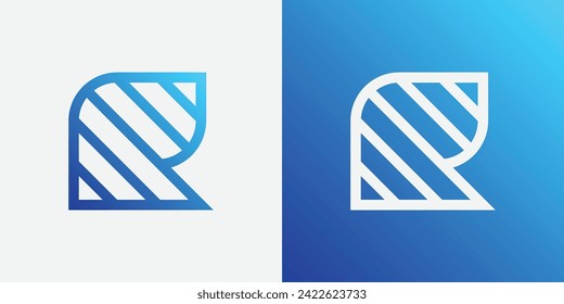 R creative blue gradient alphabet letter logo for branding and business