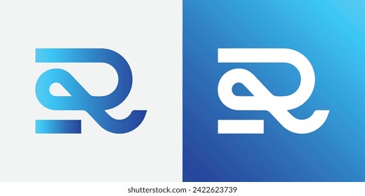 R creative blue gradient alphabet letter logo for branding and business