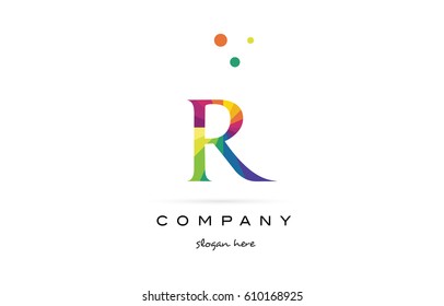 r creative rainbow colors colored alphabet company letter logo design vector icon template