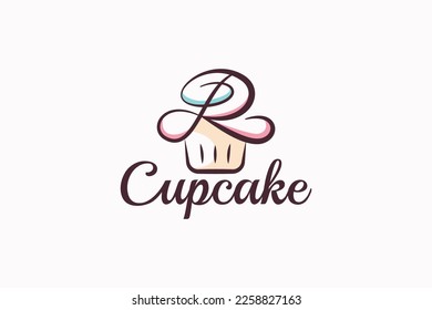 r cupcake logo with a combination of stylist cupcake and letter r for any business, especially for bakeries, cakeries, cafe, etc.