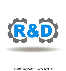 R & D Gears Mechanism Icon Vector. Research and Development Project Business Education Logo.