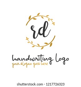 R D Initial handwriting logo vector