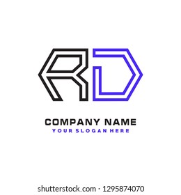 R D initial letter, modern logo design template vector 