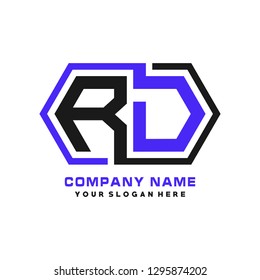R D initial letter, modern logo design template vector 