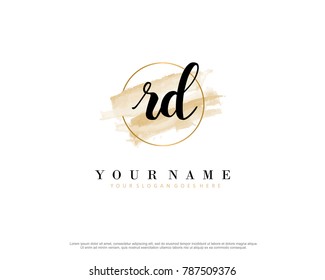 R D Initial water color logo template vector
