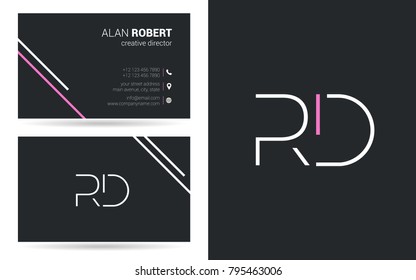 R & D joint logo stroke letter design with business card template