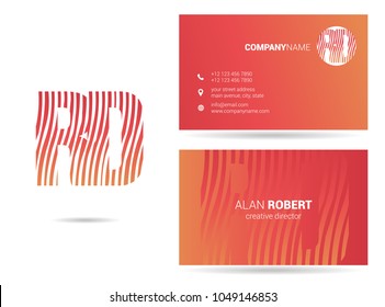 R & D joint logo waves letter design with business card template