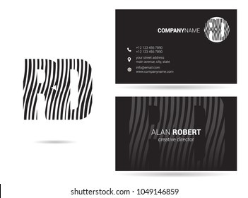 R & D joint logo waves letter design with business card template