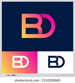 R and D letters. RD monogram consist of connected letter