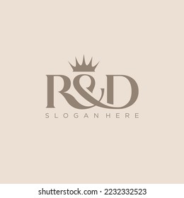 R D logo letter with crown. Vector illustration EPS.8 EPS.10