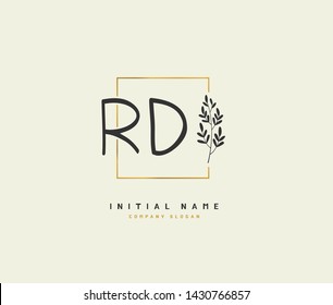 R D RD Beauty vector initial logo, handwriting logo of initial signature, wedding, fashion, jewerly, boutique, floral and botanical with creative template for any company or business.