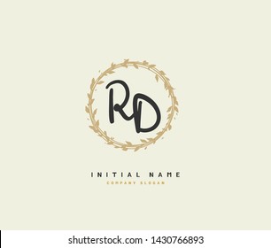 R D RD Beauty vector initial logo, handwriting logo of initial signature, wedding, fashion, jewerly, boutique, floral and botanical with creative template for any company or business.