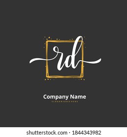R D RD Initial handwriting and signature logo design with circle. Beautiful design handwritten logo for fashion, team, wedding, luxury logo.