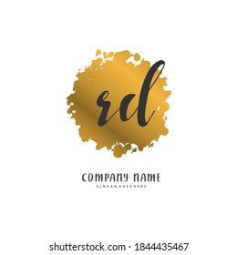 R D RD Diseño inicial de la letra y el logotipo de la firma con círculo. Hermoso diseño de logo escrito a mano para moda, equipo, boda, logo de lujo.
