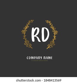 R D RD Initial handwriting and signature logo design with circle. Beautiful design handwritten logo for fashion, team, wedding, luxury logo.