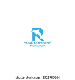 R Dolphin Logo Design Vector