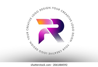 Logo de la letra R puntos. Ilustración del icono del vector de diseño de letras R con puntos.