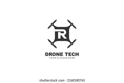 R Drone logo design inspiration. Vector letter template design for brand.