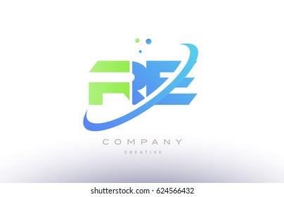 re r e alphabet green blue swoosh letter company logo vector icon design template