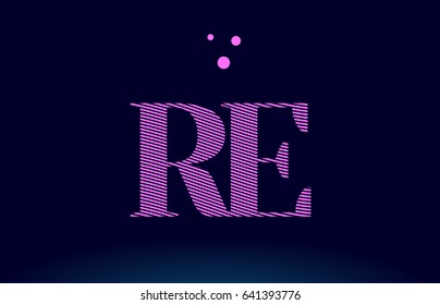 re r e alphabet letter logo pink line stripes magenta purple blue font creative text dots company vector icon design template