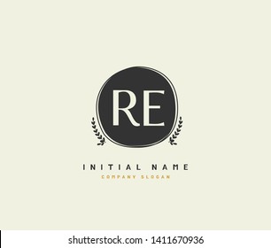 R E RE Beauty vector initial logo, handwriting logo of initial wedding, fashion, jewerly, heraldic, boutique, floral and botanical with creative template for any company or business.
